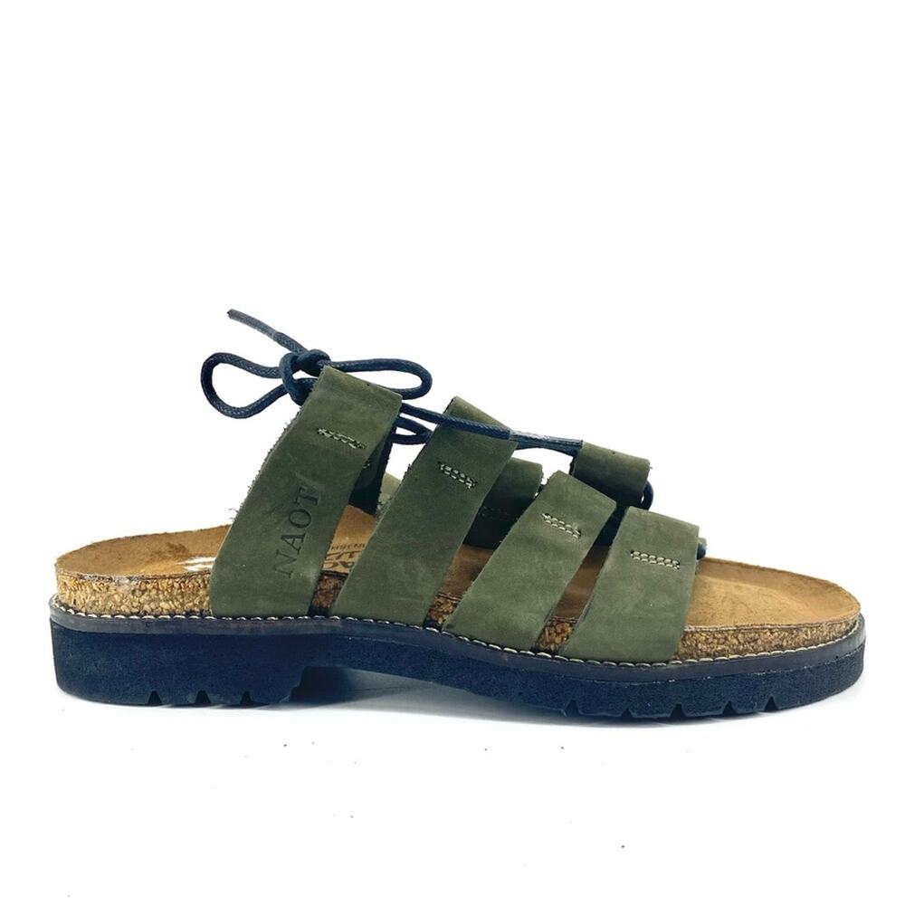 Naot Leather Strappy Sandals 36 Olive Israel